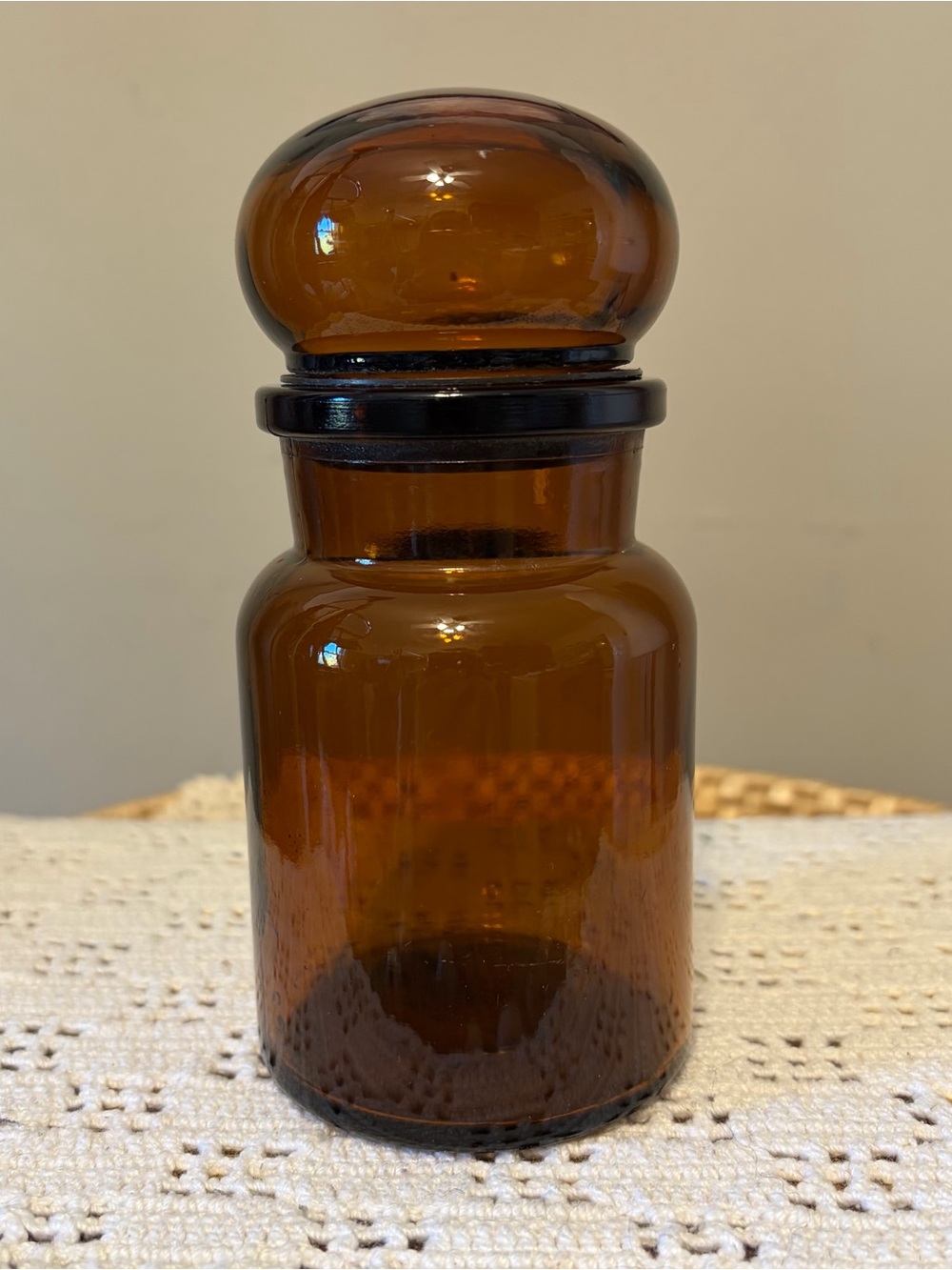 Vintage MCM Amber 5.5” Belgian Jar